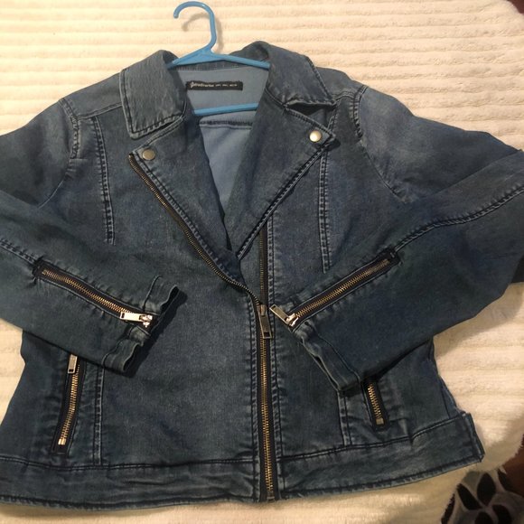 CUTE MOTO STYLE JEAN JACKET WITH SPANDEX - Picture 4 of 6